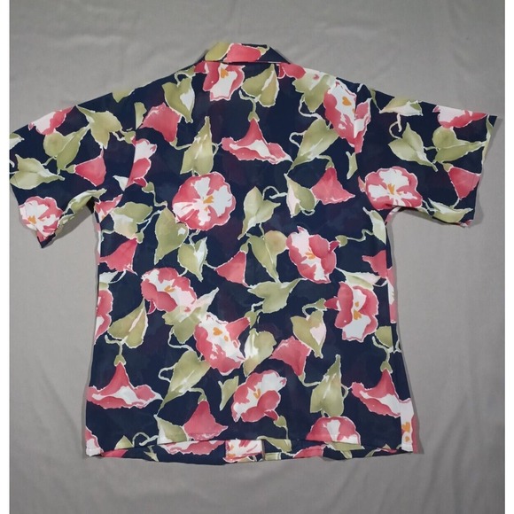 TEDDI OF CALIFORNIA Shirt Womens 14 Large Floral Hearts Blue Made In USA - Picture 4 of 4